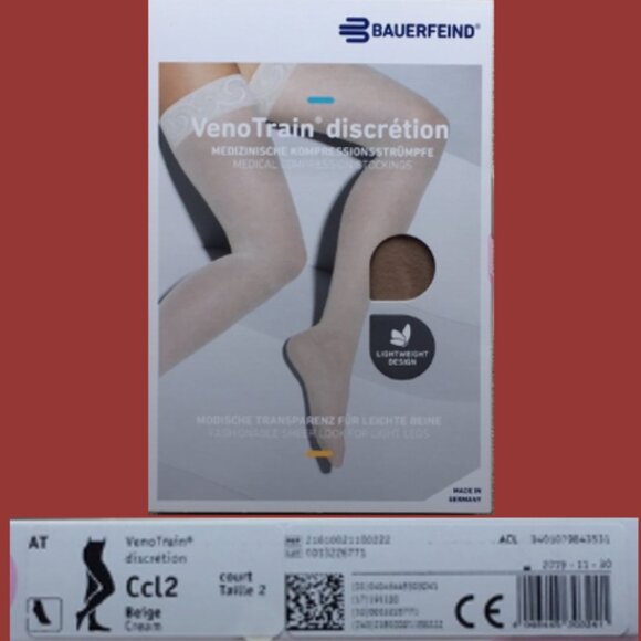 Bauerfeind VenoTrain Discretion Compression Pantyhose (Beige) - Picture 1 of 16